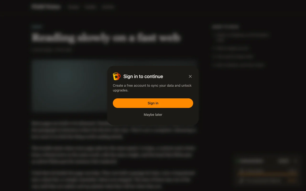 Walls on the page screen, dark theme