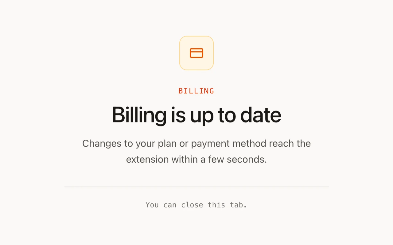 Back from billing screen, light theme