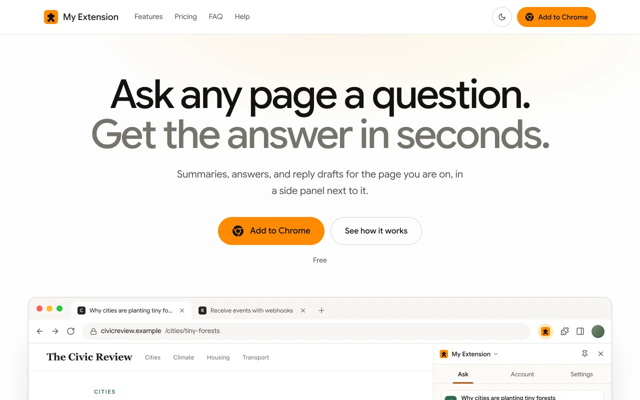 Your website screen, light theme